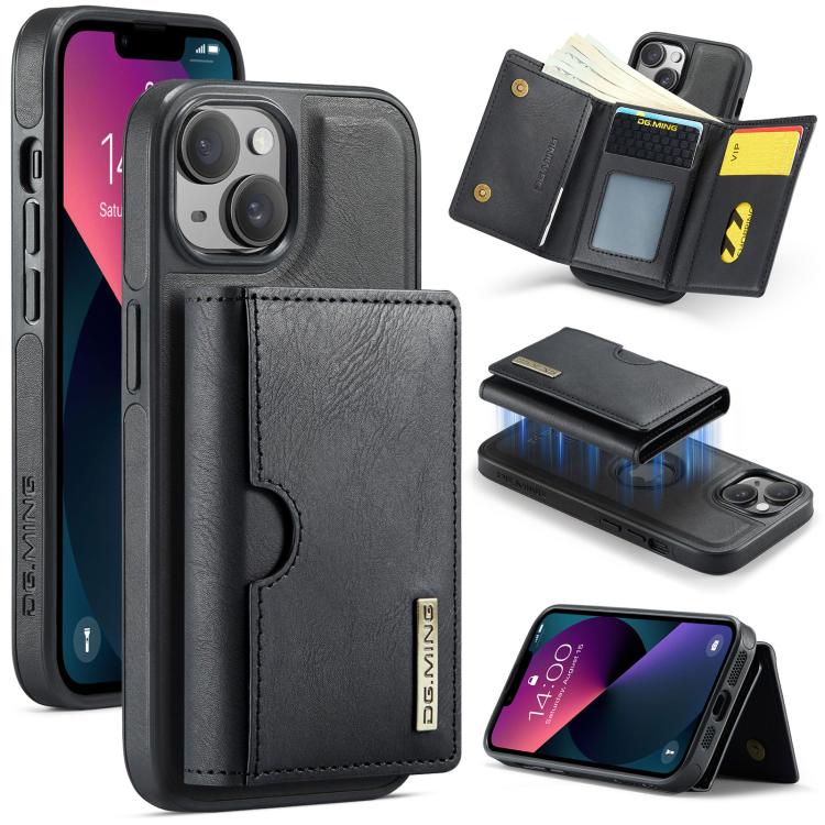 DG.MING M6 Series RFID Tri-fold Card Bag Removable Leather Phone Case, For iPhone 13 Pro, For iPhone 13, For iPhone 12, For iPhone 12 Pro Max, For iPhone 12 Pro, For iPhone 11 Pro Max, For iPhone 11, For iPhone 11 Pro