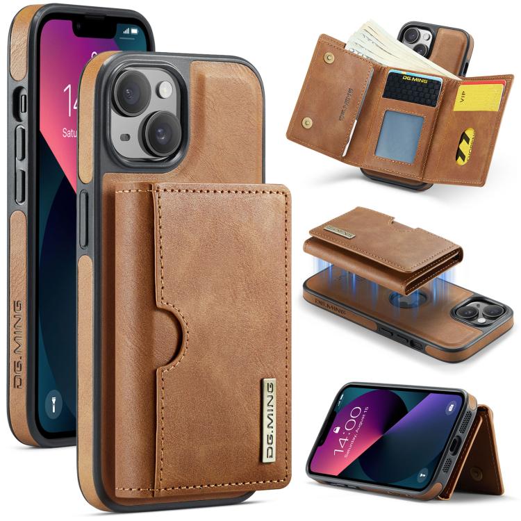 DG.MING M6 Series RFID Tri-fold Card Bag Removable Leather Phone Case, For iPhone 13 Pro, For iPhone 13, For iPhone 12, For iPhone 12 Pro Max, For iPhone 12 Pro, For iPhone 11 Pro Max, For iPhone 11, For iPhone 11 Pro