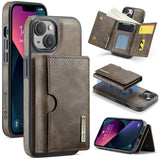 DG.MING M6 Series RFID Tri-fold Card Bag Removable Leather Phone Case, For iPhone 13 Pro, For iPhone 13, For iPhone 12, For iPhone 12 Pro Max, For iPhone 12 Pro, For iPhone 11 Pro Max, For iPhone 11, For iPhone 11 Pro