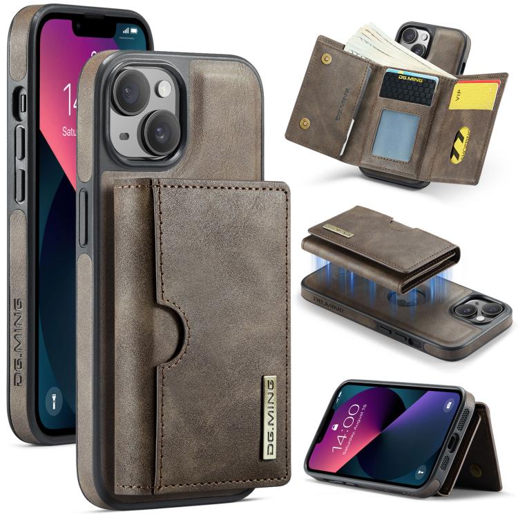 DG.MING M6 Series RFID Tri-fold Card Bag Removable Leather Phone Case, For iPhone 13 Pro, For iPhone 13, For iPhone 12, For iPhone 12 Pro Max, For iPhone 12 Pro, For iPhone 11 Pro Max, For iPhone 11, For iPhone 11 Pro