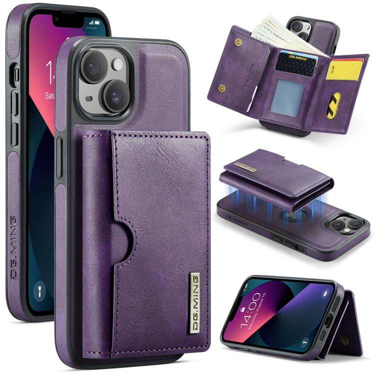 DG.MING M6 Series RFID Tri-fold Card Bag Removable Leather Phone Case, For iPhone 13 Pro, For iPhone 13, For iPhone 12, For iPhone 12 Pro Max, For iPhone 12 Pro, For iPhone 11 Pro Max, For iPhone 11, For iPhone 11 Pro