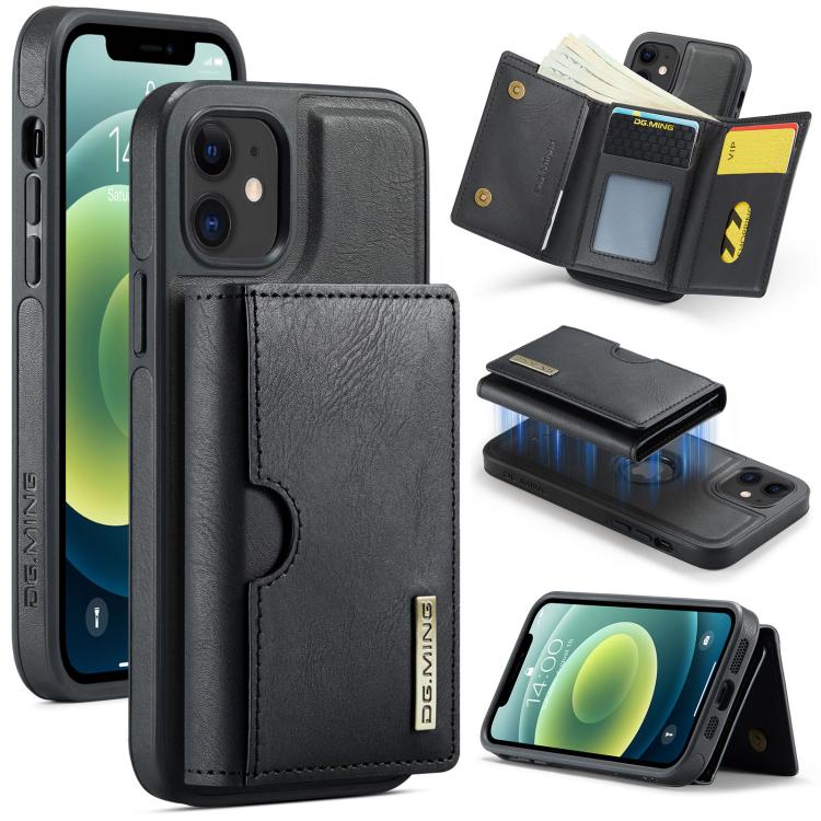 DG.MING M6 Series RFID Tri-fold Card Bag Removable Leather Phone Case, For iPhone 13 Pro, For iPhone 13, For iPhone 12, For iPhone 12 Pro Max, For iPhone 12 Pro, For iPhone 11 Pro Max, For iPhone 11, For iPhone 11 Pro