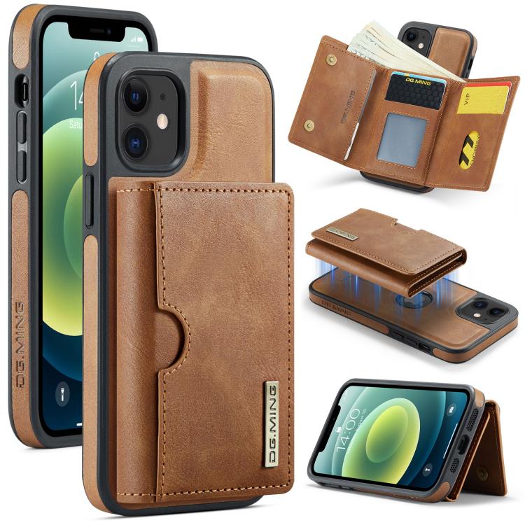 DG.MING M6 Series RFID Tri-fold Card Bag Removable Leather Phone Case, For iPhone 13 Pro, For iPhone 13, For iPhone 12, For iPhone 12 Pro Max, For iPhone 12 Pro, For iPhone 11 Pro Max, For iPhone 11, For iPhone 11 Pro