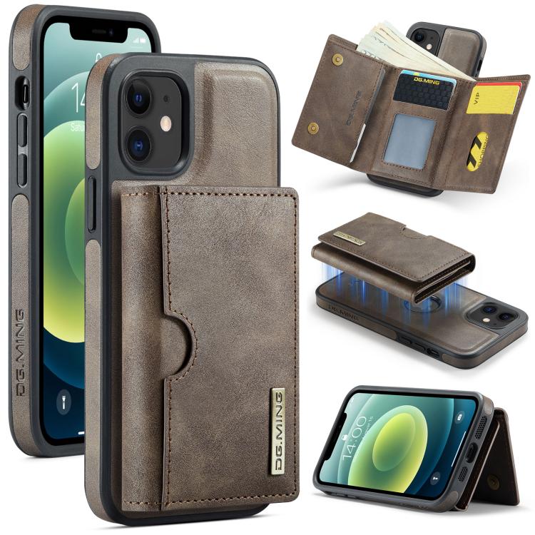 DG.MING M6 Series RFID Tri-fold Card Bag Removable Leather Phone Case, For iPhone 13 Pro, For iPhone 13, For iPhone 12, For iPhone 12 Pro Max, For iPhone 12 Pro, For iPhone 11 Pro Max, For iPhone 11, For iPhone 11 Pro