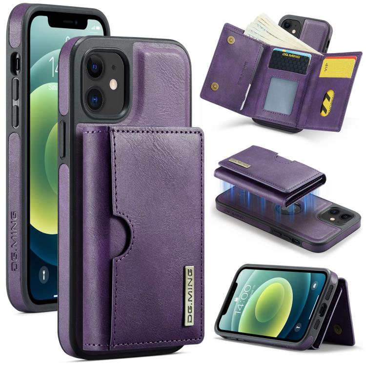 DG.MING M6 Series RFID Tri-fold Card Bag Removable Leather Phone Case, For iPhone 13 Pro, For iPhone 13, For iPhone 12, For iPhone 12 Pro Max, For iPhone 12 Pro, For iPhone 11 Pro Max, For iPhone 11, For iPhone 11 Pro