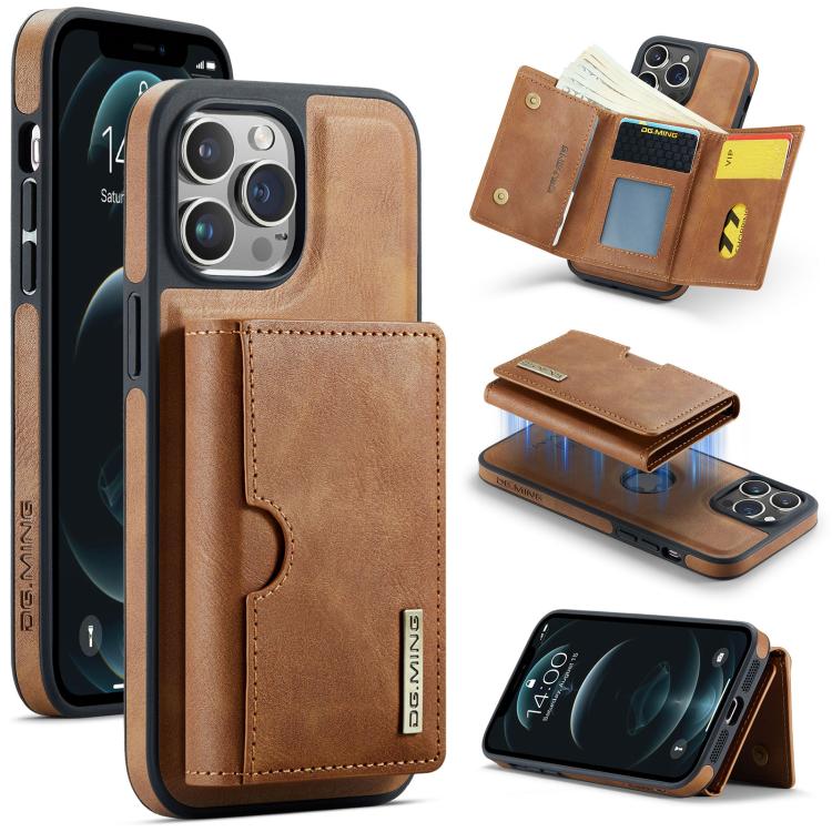 DG.MING M6 Series RFID Tri-fold Card Bag Removable Leather Phone Case, For iPhone 13 Pro, For iPhone 13, For iPhone 12, For iPhone 12 Pro Max, For iPhone 12 Pro, For iPhone 11 Pro Max, For iPhone 11, For iPhone 11 Pro