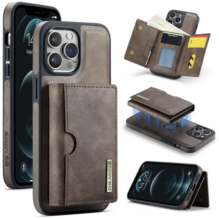 DG.MING M6 Series RFID Tri-fold Card Bag Removable Leather Phone Case, For iPhone 13 Pro, For iPhone 13, For iPhone 12, For iPhone 12 Pro Max, For iPhone 12 Pro, For iPhone 11 Pro Max, For iPhone 11, For iPhone 11 Pro