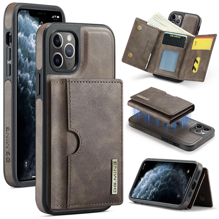 DG.MING M6 Series RFID Tri-fold Card Bag Removable Leather Phone Case, For iPhone 13 Pro, For iPhone 13, For iPhone 12, For iPhone 12 Pro Max, For iPhone 12 Pro, For iPhone 11 Pro Max, For iPhone 11, For iPhone 11 Pro