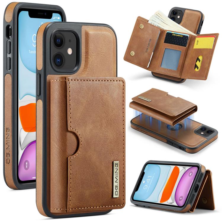 DG.MING M6 Series RFID Tri-fold Card Bag Removable Leather Phone Case, For iPhone 13 Pro, For iPhone 13, For iPhone 12, For iPhone 12 Pro Max, For iPhone 12 Pro, For iPhone 11 Pro Max, For iPhone 11, For iPhone 11 Pro