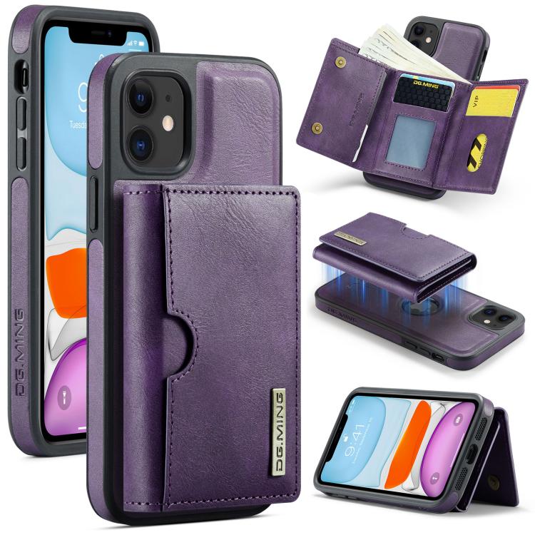 DG.MING M6 Series RFID Tri-fold Card Bag Removable Leather Phone Case, For iPhone 13 Pro, For iPhone 13, For iPhone 12, For iPhone 12 Pro Max, For iPhone 12 Pro, For iPhone 11 Pro Max, For iPhone 11, For iPhone 11 Pro