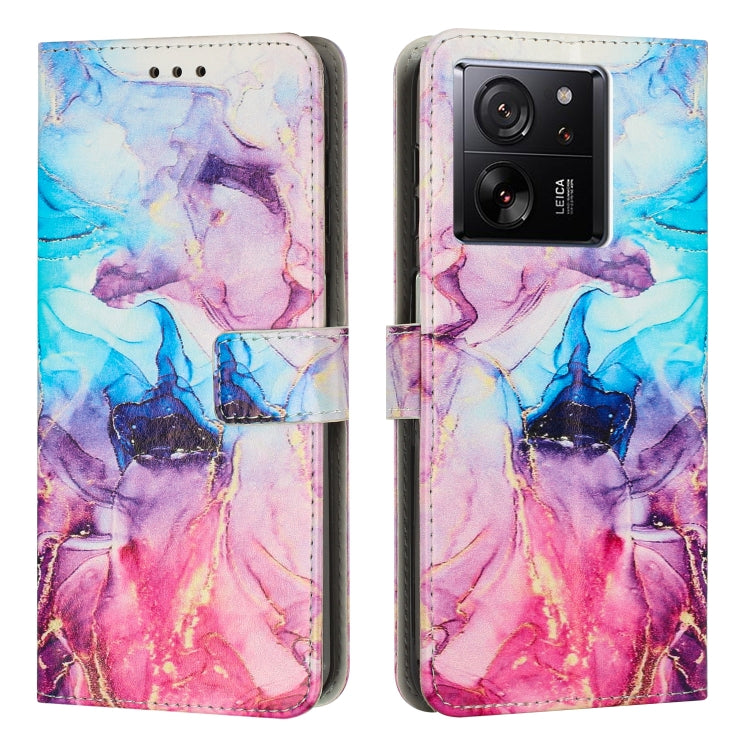 Painted Marble Pattern Leather Phone Case, For Xiaomi Poco M6 Pro 5G, For Xiaomi 13T / 13T Pro
