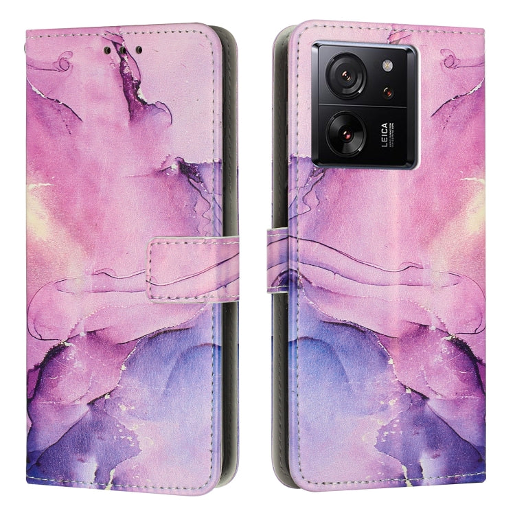 Painted Marble Pattern Leather Phone Case, For Xiaomi Poco M6 Pro 5G, For Xiaomi 13T / 13T Pro