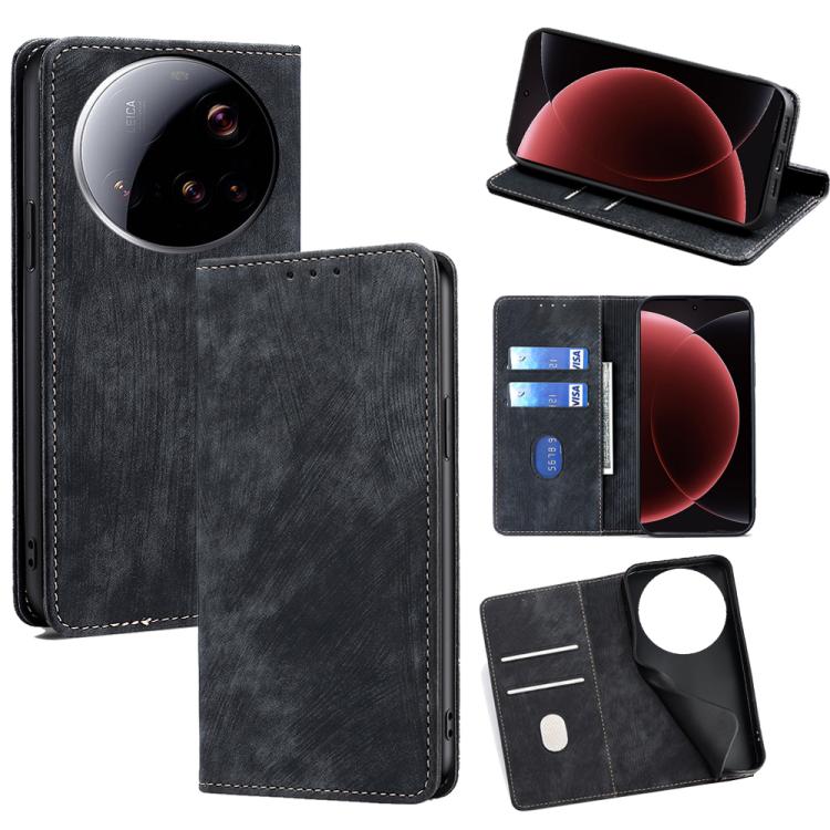 RFID Anti-theft Brush Magnetic Leather Phone Case, For Xiaomi 17 Ultra, For Xiaomi 17 Pro Max, For Xiaomi 17 Pro, For Xiaomi 17, For Xiaomi Civi 5 Pro 5G, For Xiaomi 15 Ultra, For Xiaomi 14T Pro 5G, For Xiaomi 14T 5G