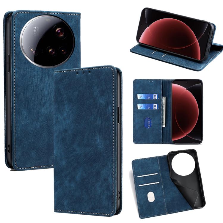 RFID Anti-theft Brush Magnetic Leather Phone Case, For Xiaomi 17 Ultra, For Xiaomi 17 Pro Max, For Xiaomi 17 Pro, For Xiaomi 17, For Xiaomi Civi 5 Pro 5G, For Xiaomi 15 Ultra, For Xiaomi 14T Pro 5G, For Xiaomi 14T 5G