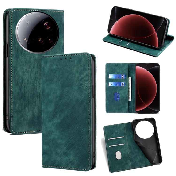 RFID Anti-theft Brush Magnetic Leather Phone Case, For Xiaomi 17 Ultra, For Xiaomi 17 Pro Max, For Xiaomi 17 Pro, For Xiaomi 17, For Xiaomi Civi 5 Pro 5G, For Xiaomi 15 Ultra, For Xiaomi 14T Pro 5G, For Xiaomi 14T 5G