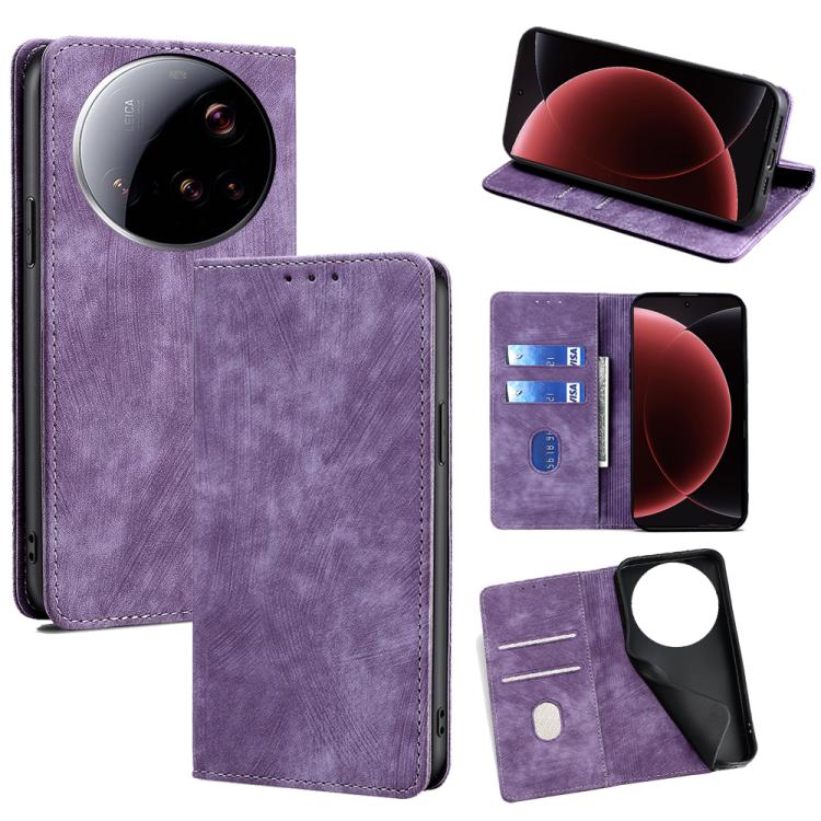 RFID Anti-theft Brush Magnetic Leather Phone Case, For Xiaomi 17 Ultra, For Xiaomi 17 Pro Max, For Xiaomi 17 Pro, For Xiaomi 17, For Xiaomi Civi 5 Pro 5G, For Xiaomi 15 Ultra, For Xiaomi 14T Pro 5G, For Xiaomi 14T 5G