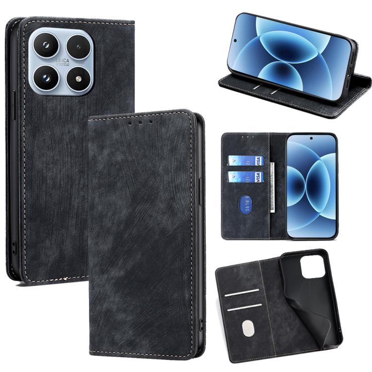 RFID Anti-theft Brush Magnetic Leather Phone Case, For Xiaomi 17 Ultra, For Xiaomi 17 Pro Max, For Xiaomi 17 Pro, For Xiaomi 17, For Xiaomi Civi 5 Pro 5G, For Xiaomi 15 Ultra, For Xiaomi 14T Pro 5G, For Xiaomi 14T 5G