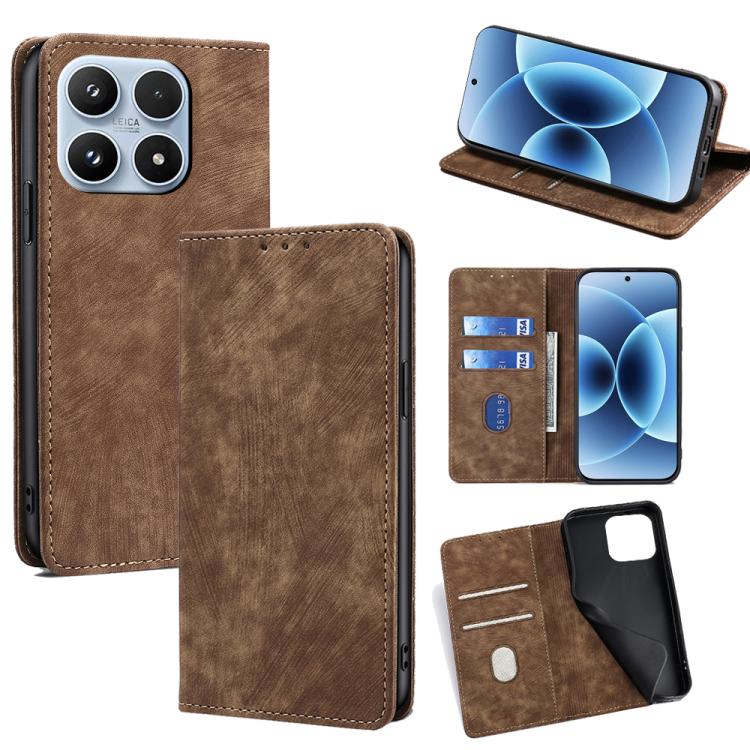 RFID Anti-theft Brush Magnetic Leather Phone Case, For Xiaomi 17 Ultra, For Xiaomi 17 Pro Max, For Xiaomi 17 Pro, For Xiaomi 17, For Xiaomi Civi 5 Pro 5G, For Xiaomi 15 Ultra, For Xiaomi 14T Pro 5G, For Xiaomi 14T 5G