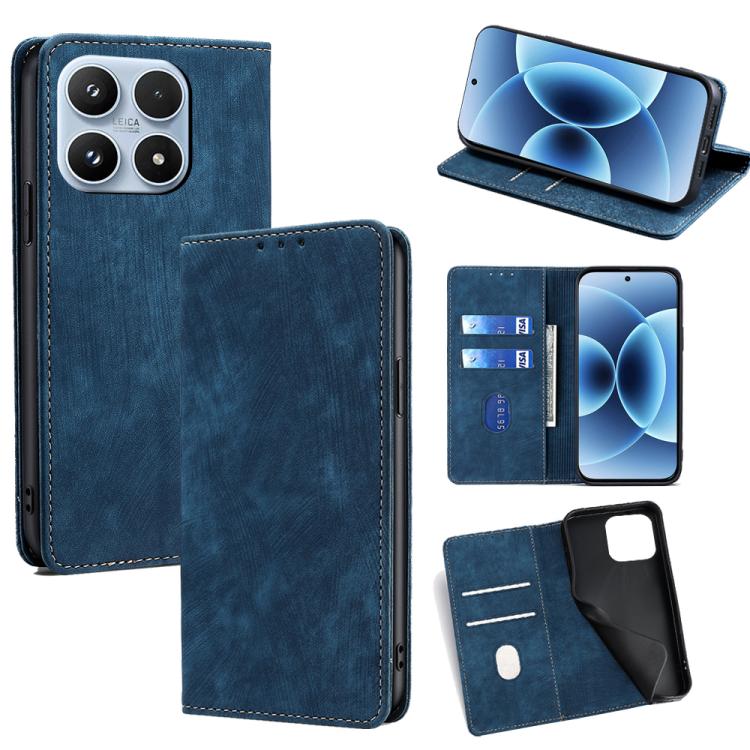 RFID Anti-theft Brush Magnetic Leather Phone Case, For Xiaomi 17 Ultra, For Xiaomi 17 Pro Max, For Xiaomi 17 Pro, For Xiaomi 17, For Xiaomi Civi 5 Pro 5G, For Xiaomi 15 Ultra, For Xiaomi 14T Pro 5G, For Xiaomi 14T 5G