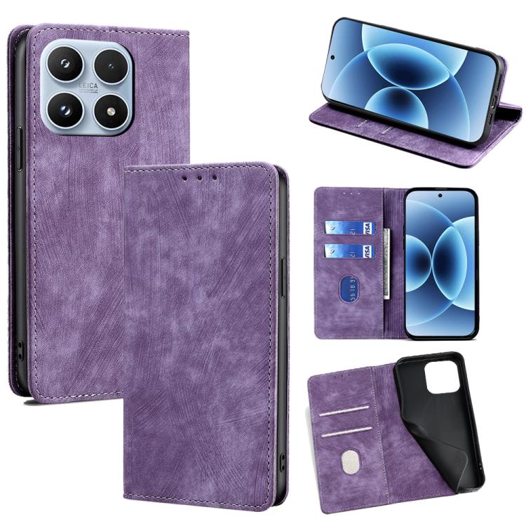 RFID Anti-theft Brush Magnetic Leather Phone Case, For Xiaomi 17 Ultra, For Xiaomi 17 Pro Max, For Xiaomi 17 Pro, For Xiaomi 17, For Xiaomi Civi 5 Pro 5G, For Xiaomi 15 Ultra, For Xiaomi 14T Pro 5G, For Xiaomi 14T 5G