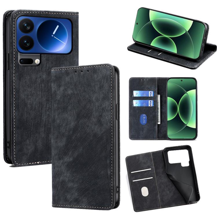 RFID Anti-theft Brush Magnetic Leather Phone Case, For Xiaomi 17 Ultra, For Xiaomi 17 Pro Max, For Xiaomi 17 Pro, For Xiaomi 17, For Xiaomi Civi 5 Pro 5G, For Xiaomi 15 Ultra, For Xiaomi 14T Pro 5G, For Xiaomi 14T 5G