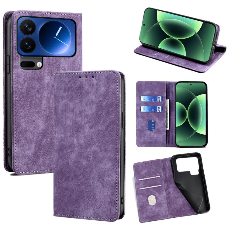 RFID Anti-theft Brush Magnetic Leather Phone Case, For Xiaomi 17 Ultra, For Xiaomi 17 Pro Max, For Xiaomi 17 Pro, For Xiaomi 17, For Xiaomi Civi 5 Pro 5G, For Xiaomi 15 Ultra, For Xiaomi 14T Pro 5G, For Xiaomi 14T 5G