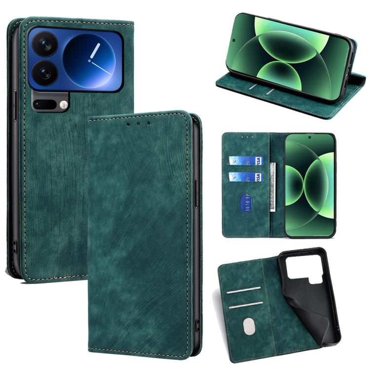 RFID Anti-theft Brush Magnetic Leather Phone Case, For Xiaomi 17 Ultra, For Xiaomi 17 Pro Max, For Xiaomi 17 Pro, For Xiaomi 17, For Xiaomi Civi 5 Pro 5G, For Xiaomi 15 Ultra, For Xiaomi 14T Pro 5G, For Xiaomi 14T 5G