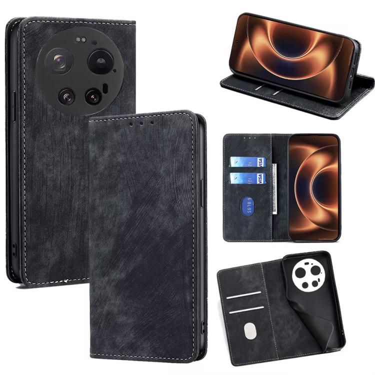 RFID Anti-theft Brush Magnetic Leather Phone Case, For Xiaomi 17 Ultra, For Xiaomi 17 Pro Max, For Xiaomi 17 Pro, For Xiaomi 17, For Xiaomi Civi 5 Pro 5G, For Xiaomi 15 Ultra, For Xiaomi 14T Pro 5G, For Xiaomi 14T 5G