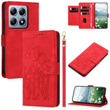 Tulips Embossed Leather Phone Case with Lanyard, For Xiaomi 15, For Xiaomi 14T Pro, For Xiaomi 14T