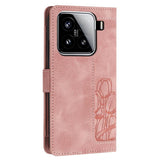 Tulips Embossed Leather Phone Case with Lanyard, For Xiaomi 15, For Xiaomi 14T Pro, For Xiaomi 14T