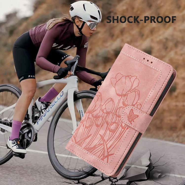 Tulips Embossed Leather Phone Case with Lanyard, For Xiaomi 15, For Xiaomi 14T Pro, For Xiaomi 14T