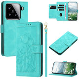 Tulips Embossed Leather Phone Case with Lanyard, For Xiaomi 15, For Xiaomi 14T Pro, For Xiaomi 14T
