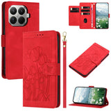 Tulips Embossed Leather Phone Case with Lanyard, For Xiaomi 17T 5G, For Xiaomi 17 Ultra, For Xiaomi 17 Pro Max, For Xiaomi 17 Pro, For Xiaomi 17, For Xiaomi 15T Pro, For Xiaomi 15T, For Xiaomi 15 Pro