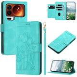Tulips Embossed Leather Phone Case with Lanyard, For Xiaomi 17T 5G, For Xiaomi 17 Ultra, For Xiaomi 17 Pro Max, For Xiaomi 17 Pro, For Xiaomi 17, For Xiaomi 15T Pro, For Xiaomi 15T, For Xiaomi 15 Pro