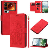 Tulips Embossed Leather Phone Case with Lanyard, For Xiaomi 17T 5G, For Xiaomi 17 Ultra, For Xiaomi 17 Pro Max, For Xiaomi 17 Pro, For Xiaomi 17, For Xiaomi 15T Pro, For Xiaomi 15T, For Xiaomi 15 Pro