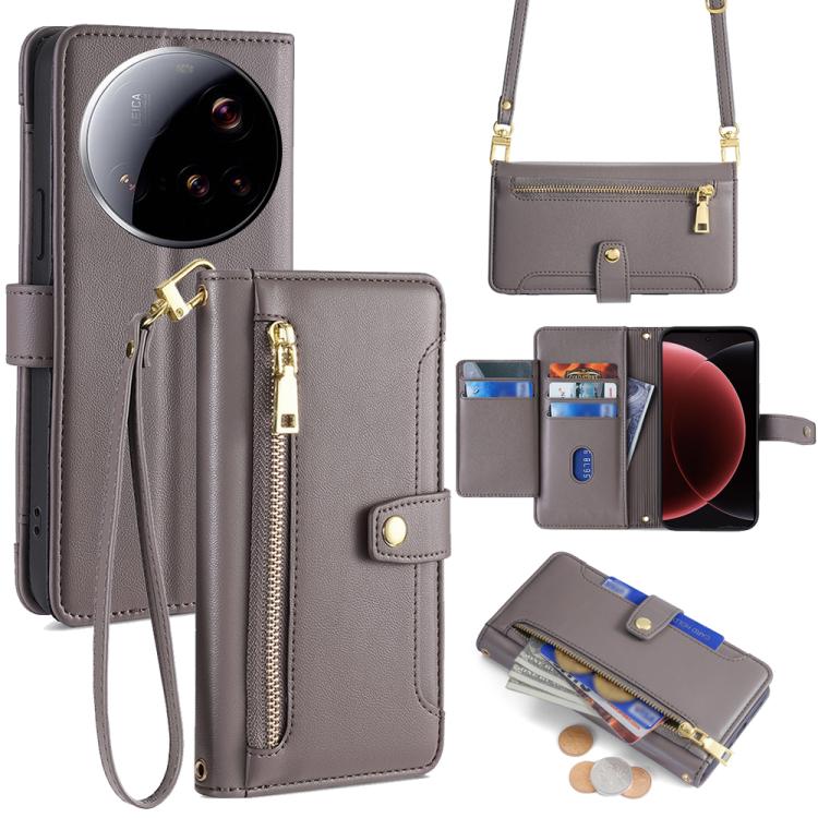 Sheep Texture Cross-body Zipper Wallet Leather Phone Case, For Xiaomi 17 Ultra, For Xiaomi 17 Pro Max, For Xiaomi 17 Pro, For Xiaomi 17, For Xiaomi Civi 5 Pro 5G, For Xiaomi 15 Ultra, For Xiaomi 14T Pro 5G, For Xiaomi 14T 5G