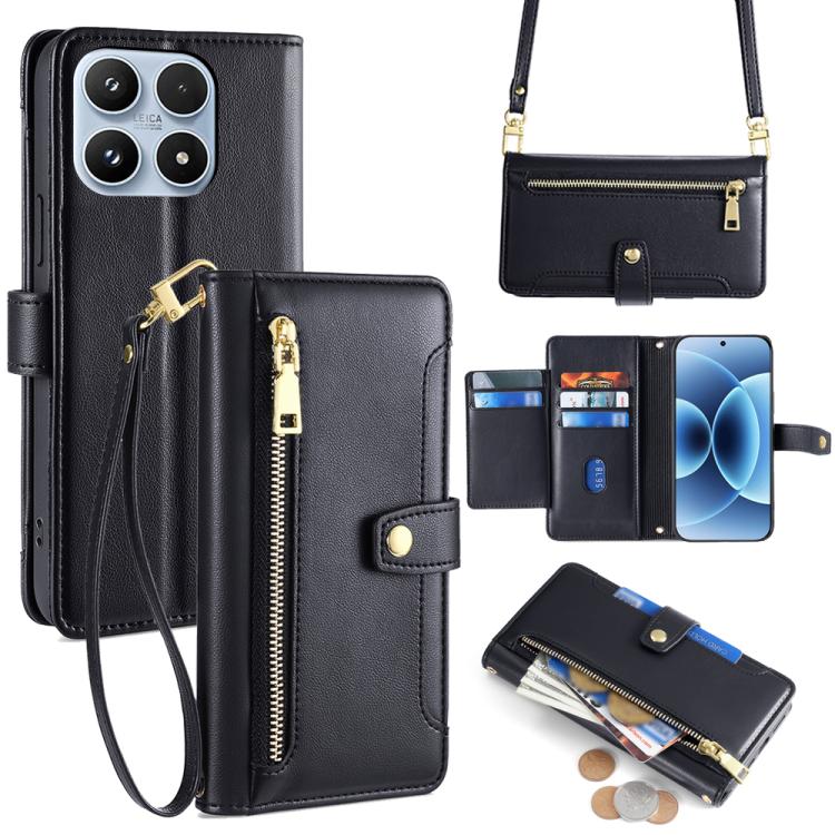 Sheep Texture Cross-body Zipper Wallet Leather Phone Case, For Xiaomi 17 Ultra, For Xiaomi 17 Pro Max, For Xiaomi 17 Pro, For Xiaomi 17, For Xiaomi Civi 5 Pro 5G, For Xiaomi 15 Ultra, For Xiaomi 14T Pro 5G, For Xiaomi 14T 5G