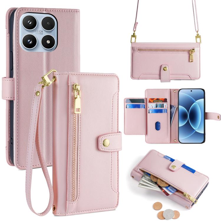 Sheep Texture Cross-body Zipper Wallet Leather Phone Case, For Xiaomi 17 Ultra, For Xiaomi 17 Pro Max, For Xiaomi 17 Pro, For Xiaomi 17, For Xiaomi Civi 5 Pro 5G, For Xiaomi 15 Ultra, For Xiaomi 14T Pro 5G, For Xiaomi 14T 5G