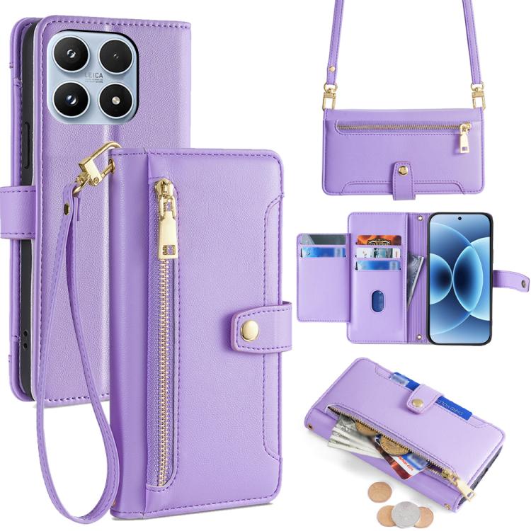 Sheep Texture Cross-body Zipper Wallet Leather Phone Case, For Xiaomi 17 Ultra, For Xiaomi 17 Pro Max, For Xiaomi 17 Pro, For Xiaomi 17, For Xiaomi Civi 5 Pro 5G, For Xiaomi 15 Ultra, For Xiaomi 14T Pro 5G, For Xiaomi 14T 5G