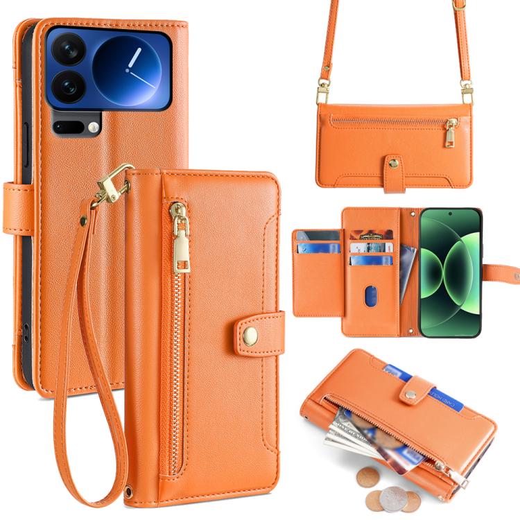 Sheep Texture Cross-body Zipper Wallet Leather Phone Case, For Xiaomi 17 Ultra, For Xiaomi 17 Pro Max, For Xiaomi 17 Pro, For Xiaomi 17, For Xiaomi Civi 5 Pro 5G, For Xiaomi 15 Ultra, For Xiaomi 14T Pro 5G, For Xiaomi 14T 5G