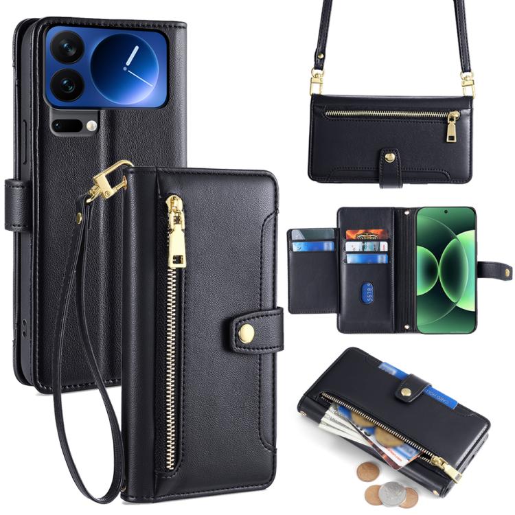 Sheep Texture Cross-body Zipper Wallet Leather Phone Case, For Xiaomi 17 Ultra, For Xiaomi 17 Pro Max, For Xiaomi 17 Pro, For Xiaomi 17, For Xiaomi Civi 5 Pro 5G, For Xiaomi 15 Ultra, For Xiaomi 14T Pro 5G, For Xiaomi 14T 5G