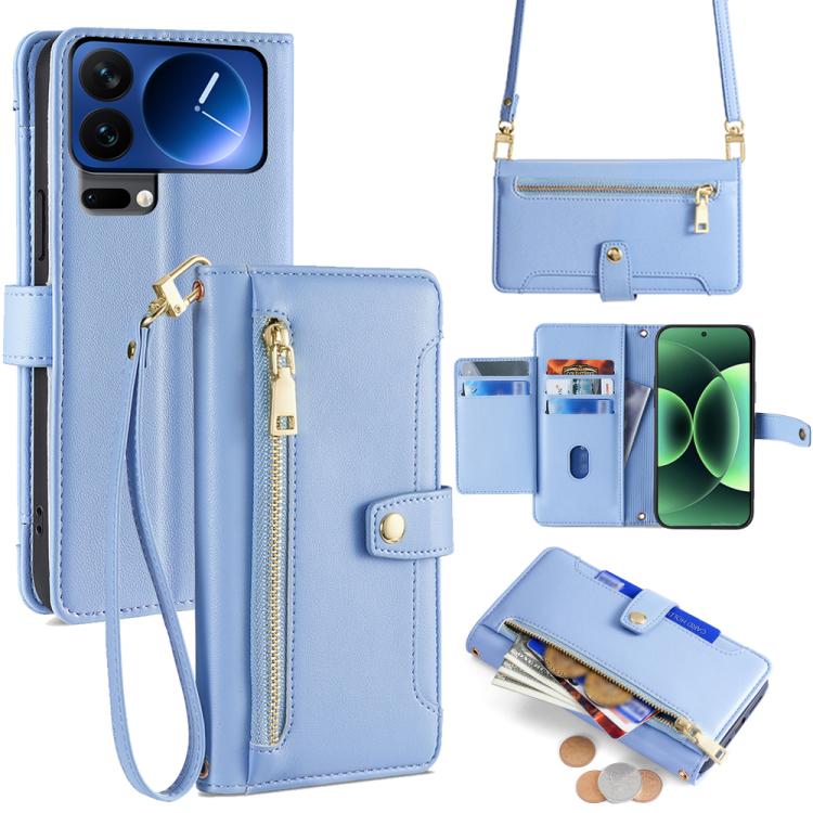 Sheep Texture Cross-body Zipper Wallet Leather Phone Case, For Xiaomi 17 Ultra, For Xiaomi 17 Pro Max, For Xiaomi 17 Pro, For Xiaomi 17, For Xiaomi Civi 5 Pro 5G, For Xiaomi 15 Ultra, For Xiaomi 14T Pro 5G, For Xiaomi 14T 5G