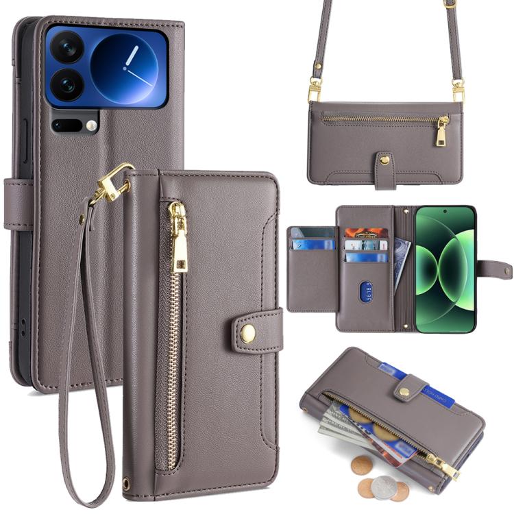 Sheep Texture Cross-body Zipper Wallet Leather Phone Case, For Xiaomi 17 Ultra, For Xiaomi 17 Pro Max, For Xiaomi 17 Pro, For Xiaomi 17, For Xiaomi Civi 5 Pro 5G, For Xiaomi 15 Ultra, For Xiaomi 14T Pro 5G, For Xiaomi 14T 5G