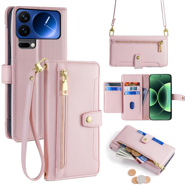 Sheep Texture Cross-body Zipper Wallet Leather Phone Case, For Xiaomi 17 Ultra, For Xiaomi 17 Pro Max, For Xiaomi 17 Pro, For Xiaomi 17, For Xiaomi Civi 5 Pro 5G, For Xiaomi 15 Ultra, For Xiaomi 14T Pro 5G, For Xiaomi 14T 5G