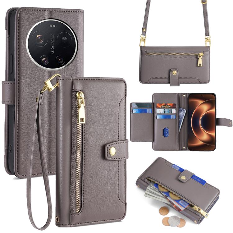 Sheep Texture Cross-body Zipper Wallet Leather Phone Case, For Xiaomi 17 Ultra, For Xiaomi 17 Pro Max, For Xiaomi 17 Pro, For Xiaomi 17, For Xiaomi Civi 5 Pro 5G, For Xiaomi 15 Ultra, For Xiaomi 14T Pro 5G, For Xiaomi 14T 5G