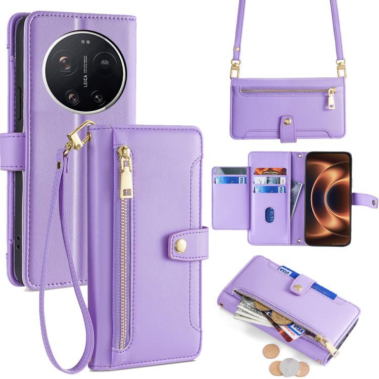 Sheep Texture Cross-body Zipper Wallet Leather Phone Case, For Xiaomi 17 Ultra, For Xiaomi 17 Pro Max, For Xiaomi 17 Pro, For Xiaomi 17, For Xiaomi Civi 5 Pro 5G, For Xiaomi 15 Ultra, For Xiaomi 14T Pro 5G, For Xiaomi 14T 5G