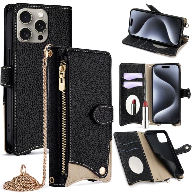 Crossbody Chain Fishtail Litchi Leather Phone Case, For iPhone 17e / 16e, For iPhone 17 Pro Max, For iPhone 17 Pro, For iPhone 17, For iPhone Air, For iPhone 16 Pro Max, For iPhone 16 Pro, For iPhone 16 Plus