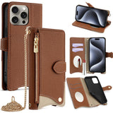 Crossbody Chain Fishtail Litchi Leather Phone Case, For iPhone 17e / 16e, For iPhone 17 Pro Max, For iPhone 17 Pro, For iPhone 17, For iPhone Air, For iPhone 16 Pro Max, For iPhone 16 Pro, For iPhone 16 Plus