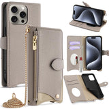 Crossbody Chain Fishtail Litchi Leather Phone Case, For iPhone 17e / 16e, For iPhone 17 Pro Max, For iPhone 17 Pro, For iPhone 17, For iPhone Air, For iPhone 16 Pro Max, For iPhone 16 Pro, For iPhone 16 Plus