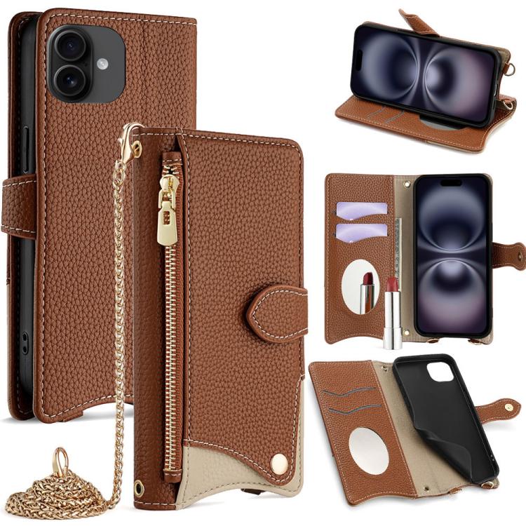 Crossbody Chain Fishtail Litchi Leather Phone Case, For iPhone 17e / 16e, For iPhone 17 Pro Max, For iPhone 17 Pro, For iPhone 17, For iPhone Air, For iPhone 16 Pro Max, For iPhone 16 Pro, For iPhone 16 Plus